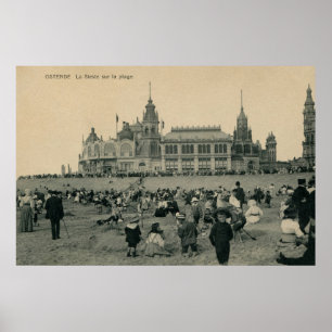Poster A cena da praia de Ostende Vintage, a siesta