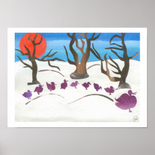 Póster A cena do inverno de faz a maneira para patinhos