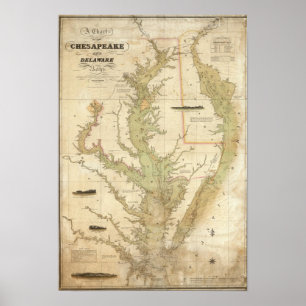 Póster A Chart of the Chesapeake And Delaware Bays
