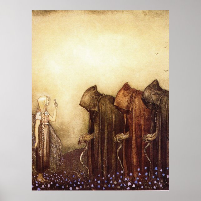 Poster “A Chave Dourada” John Bauer Aquarela (Frente)