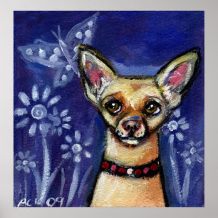 Poster A chihuahua eyes a borboleta