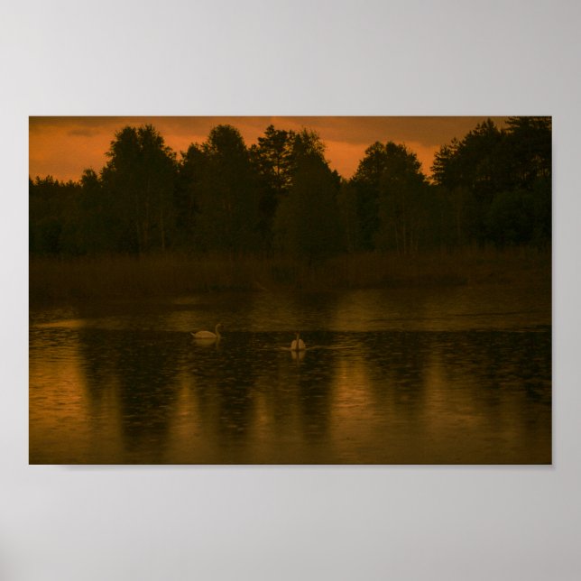 Poster A Chuva do Lago Sunset suga a paisagem natural (Frente)