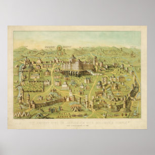 Poster A cidade antiga de Jerusalem & de templo de
