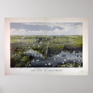 Poster A cidade de Baltimore pelo Currier & pelo Ives