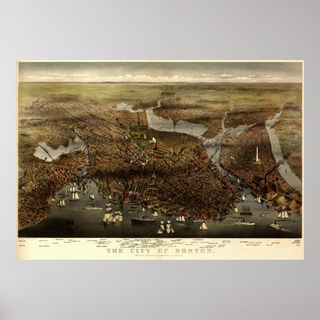 Póster A Cidade de Boston, 1873 (Frente)
