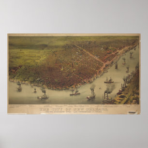 Póster A cidade de Nova Orleans Louisiana de 1885