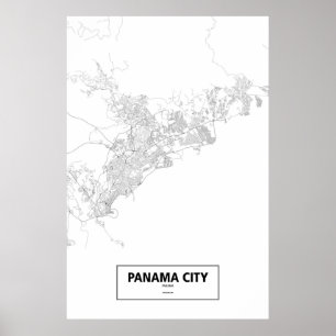 Poster A Cidade do Panamá, Panamá (preto no branco)