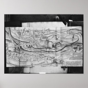 Póster A cidade e a vila de Carcassonne, 1462