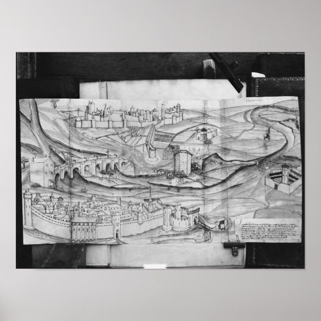 Póster A cidade e a vila de Carcassonne, 1462 (Frente)