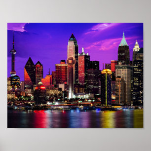 Póster A cidade ilumina a pastiche do céu nocturno