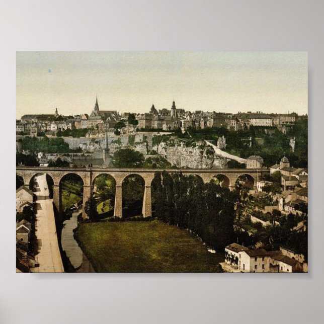 Póster A cidade, o clássico Photochrom do Luxemburgo (Frente)