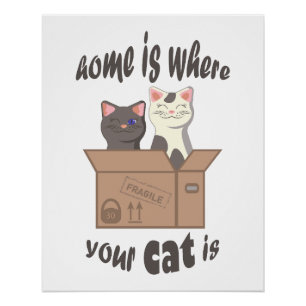 Póster A citação engraçada de Home é onde seu gato está