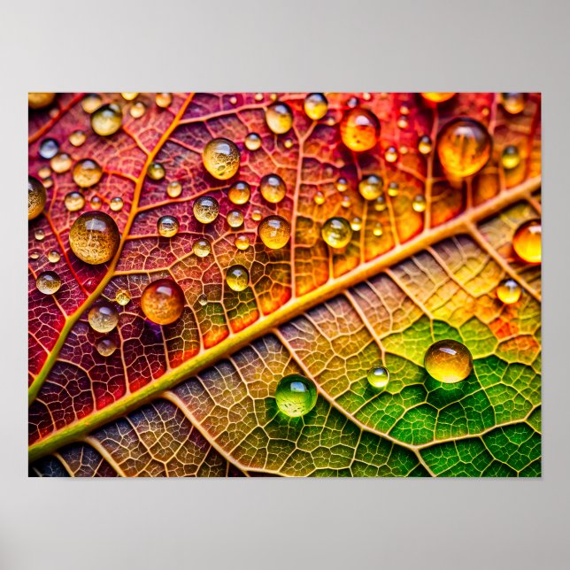 Poster A close-up of a vibrant, textured leaf (Frente)