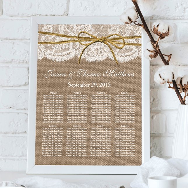 Póster A Coleção de Casamento com Laço de Cordel Rústico (Criador carregado)
