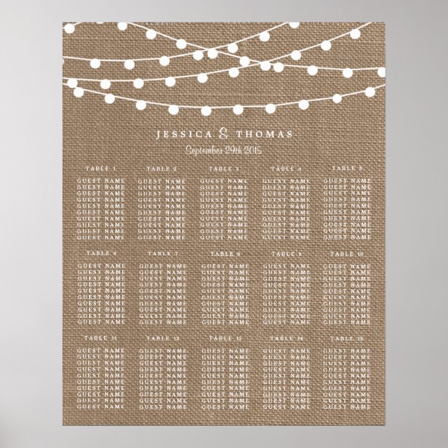 Poster A Coleção De Casamento Da Corrida Burlap String Li (Frente)