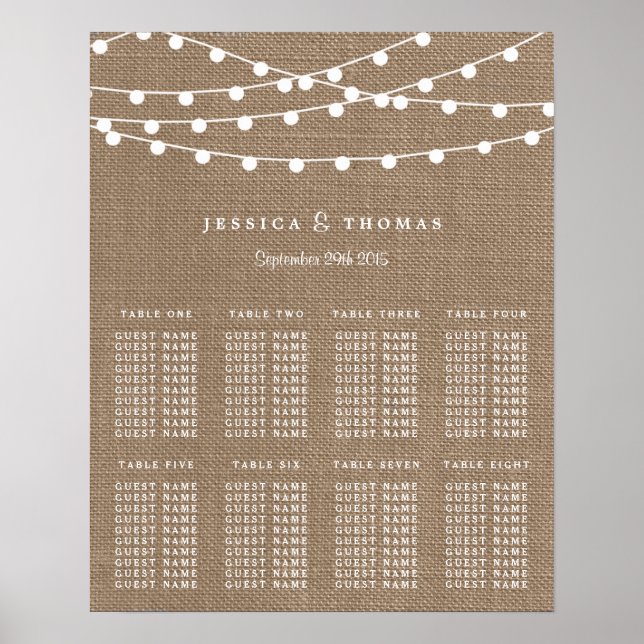 Poster A Coleção De Casamento Da Corrida Burlap String Li (Frente)