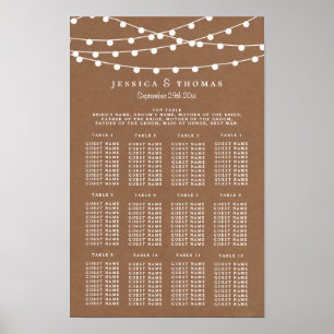 Póster A Coleção de Casamentos Rustic Kraft String Lights