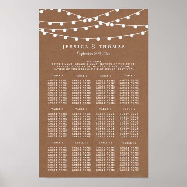 Póster A Coleção de Luzes de Corda Kraft Rústica para Cas (Frente)