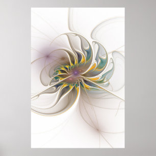 Poster A colorful fractal ornament. Abstract Flower art