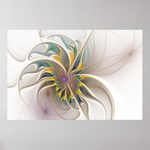 Poster A colorful fractal ornament. Abstract Flower art 