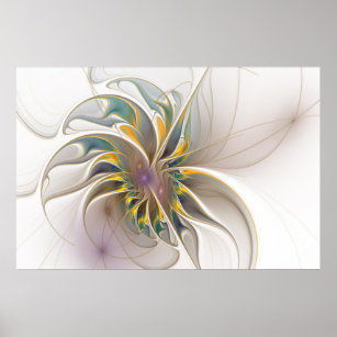 Poster A colorful fractal ornament. Abstract Flower art 