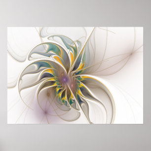 Poster A colorful fractal ornament. Abstract Flower art