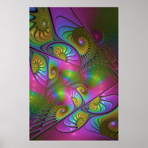 Poster A Colorida Arte Fractal Abstrata Trippy Luminosa