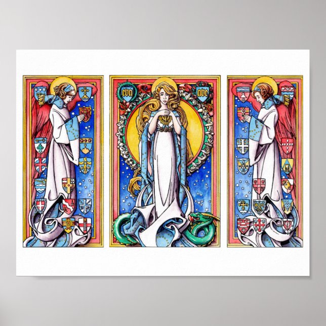 Poster A Conceição Imaculada com Anjos Atenciosos (Frente)