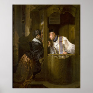Póster A confissão por Giuseppe Molteni 1838
