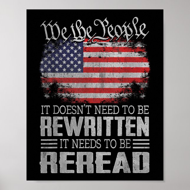 Poster A Constituição dos EUA sobre a bandeira dos EUA pr (Frente)