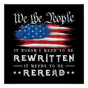 Póster A Constituição dos EUA sobre a bandeira dos EUA pr