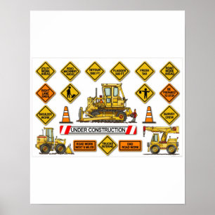 Poster A construção da escavadora da escavadora assina 