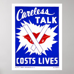 Poster A conversa descuidada custa vidas WPA 1943