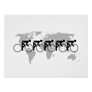 Póster A Corrida Bicicleta N.º 3 Preta A Branco