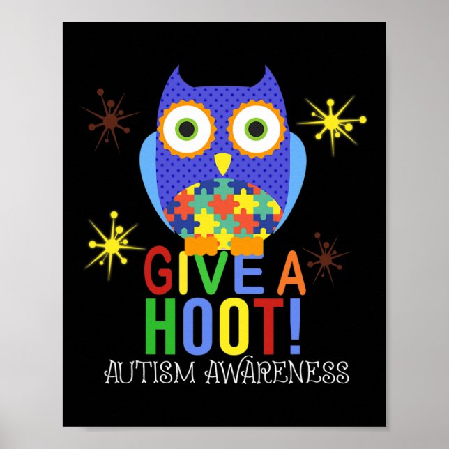 Poster A Coruja dá um grito de Conscientização do Autismo (Frente)