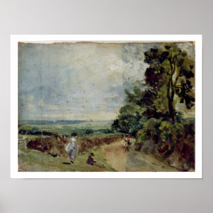 Póster A Country road with trees and figures
