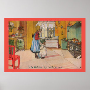 Póster A cozinha por belas artes de Carl Larsson