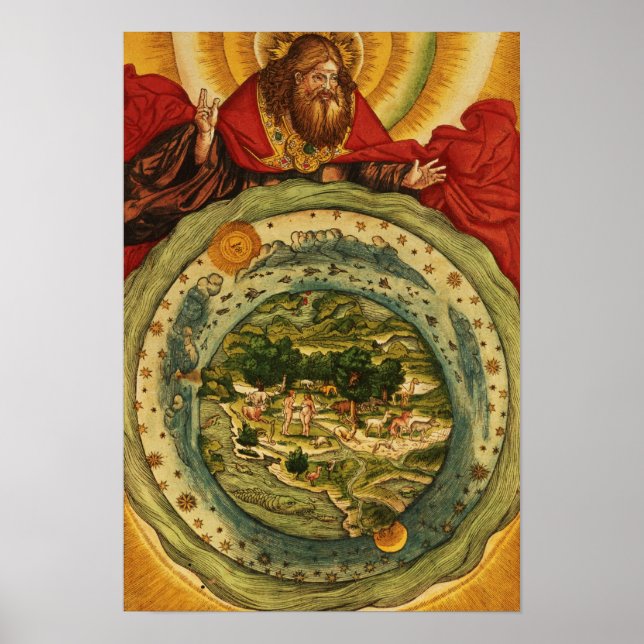 Poster A Criação, da Bíblia de Lutero, c.1530 (Frente)