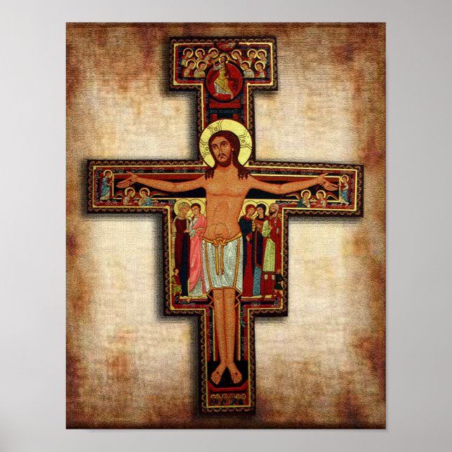 Póster A Cruz da Imagem Devocional de San Damiano. (Frente)