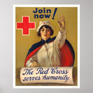 Póster A cruz vermelha serve a humanidade - junte-se