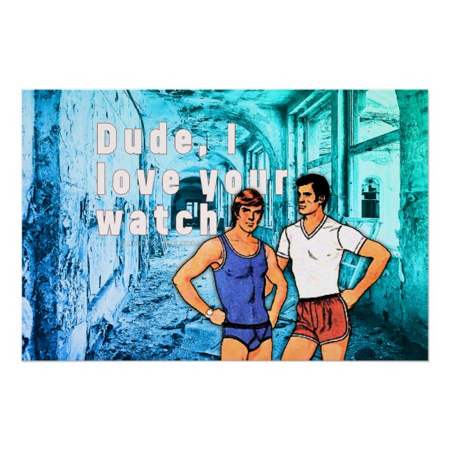 Póster A cueca de SlipperyJoe, dois desenhos masculinos a (Frente)