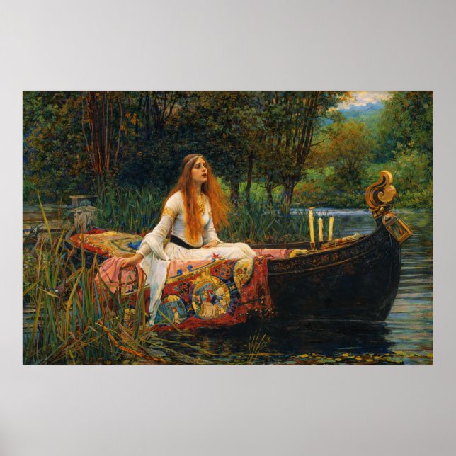 Poster A Dama de Shalott por John William Waterhouse (Frente)