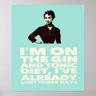 Poster A dama vintage do Gin e da Tonic Diet