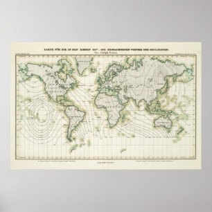 Poster A declinação magnética do mundo