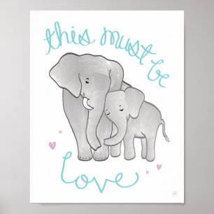 Póster A decoração do amor da mamã & do bebê do elefa