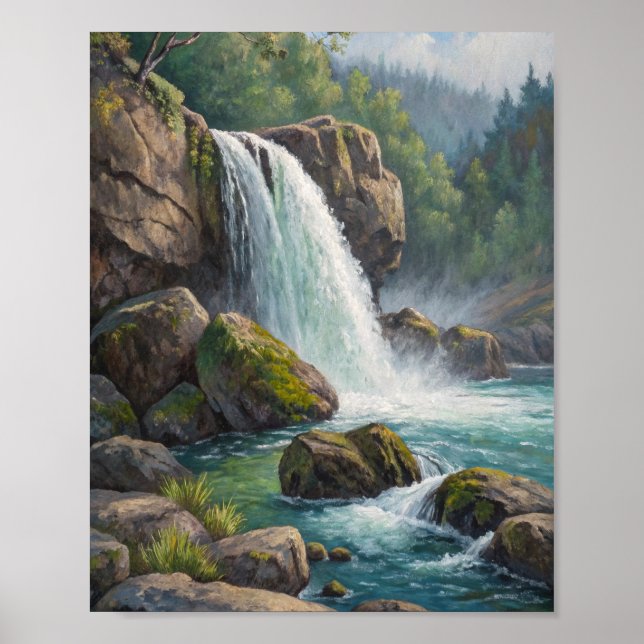 Poster A Descida Eterna: Uma Cascata Banhada pelo Sol no  (Frente)