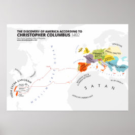 Póster A descoberta da América de acordo com Columbus