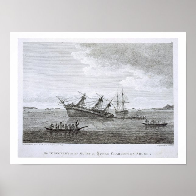 Póster A descoberta nas rochas da rainha Charlotte. (Frente)
