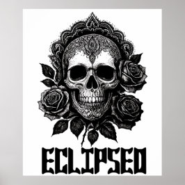 Poster A detailed skull adorned with intricate patterns