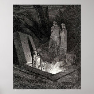 Poster A Divina Comédia Gustave Dore Dante Woodcut illus